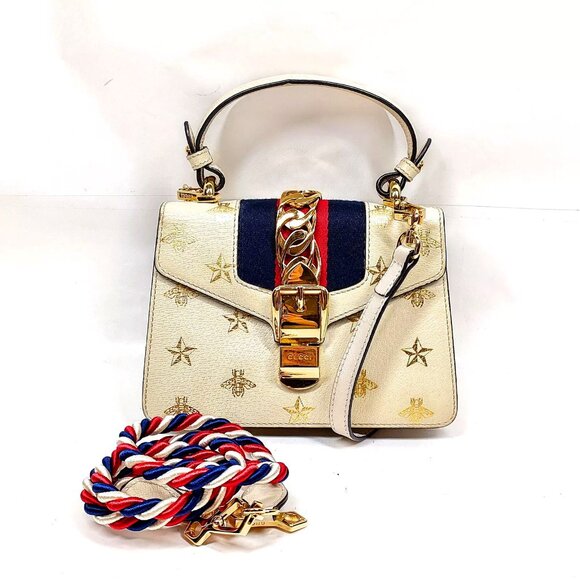 Gucci Handbags - Gucci Hand Bag Sherry Line Beige Leather